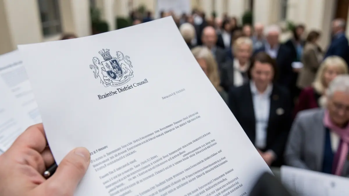 Generic image of official correspondence and a hand holding a pen.