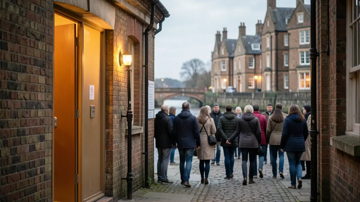 Symbolic image of a welcoming shelter entrance in Cambridge, representing support for those experiencing homelessness.