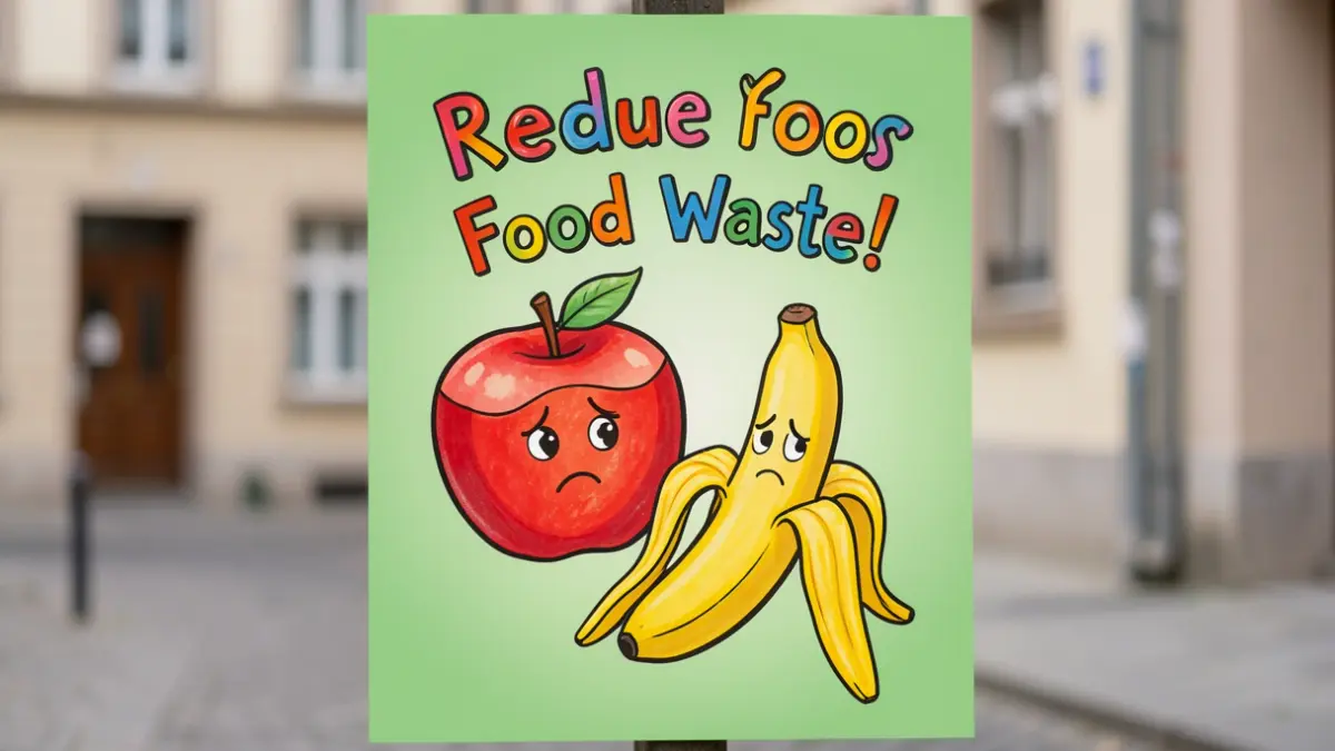 Generic image of a child's drawing for a food waste poster competition.
