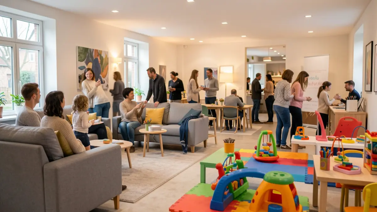 Generic image of a modern community centre interior with seating and play areas.