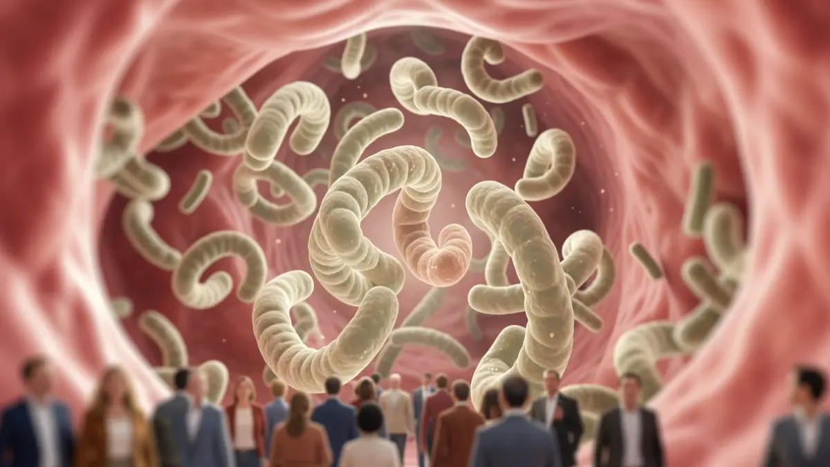 Microscopic view of Helicobacter pylori bacteria.