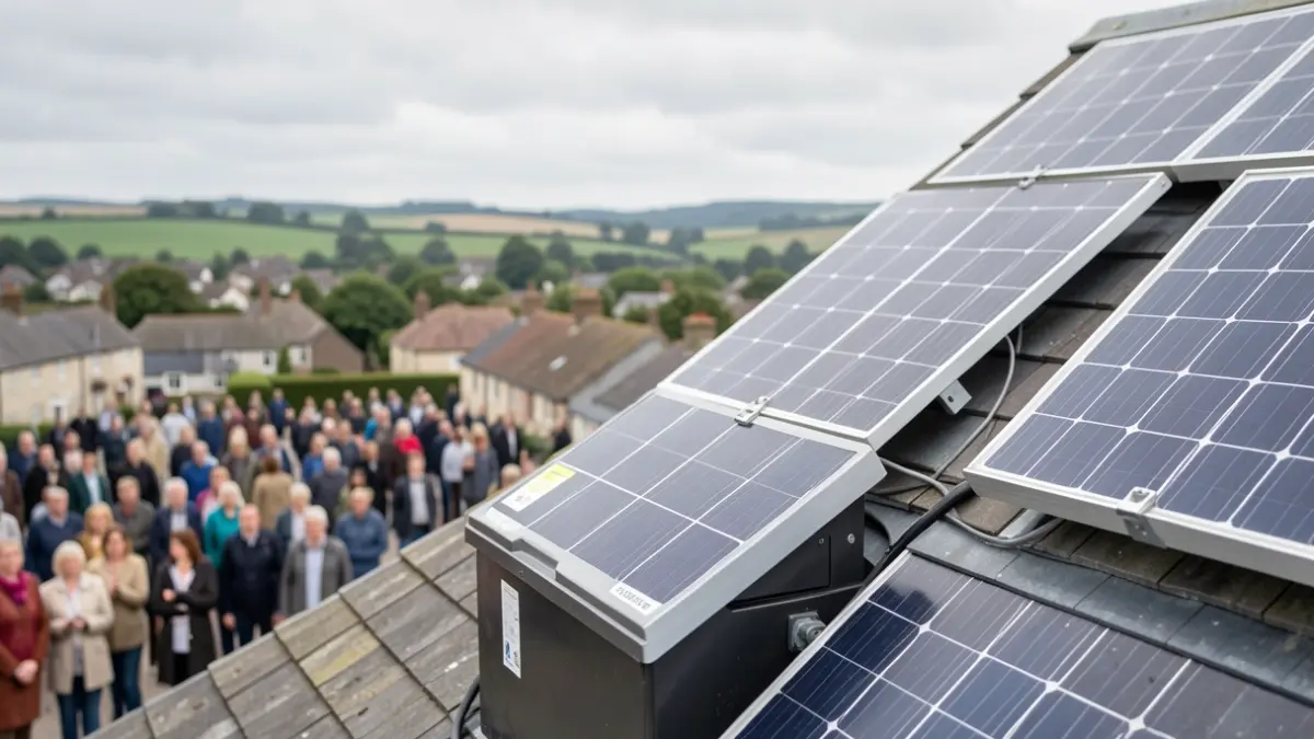 Generic image of solar panels and a battery system on a building roof.