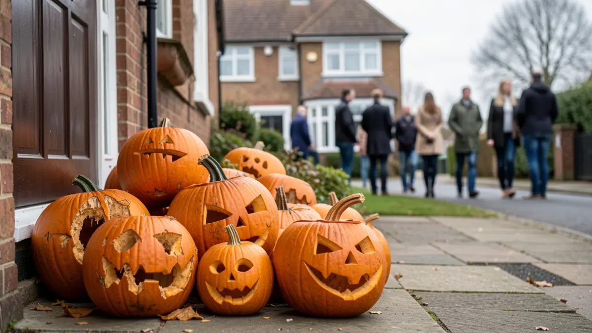Generic image of carved pumpkins left on a doorstep.