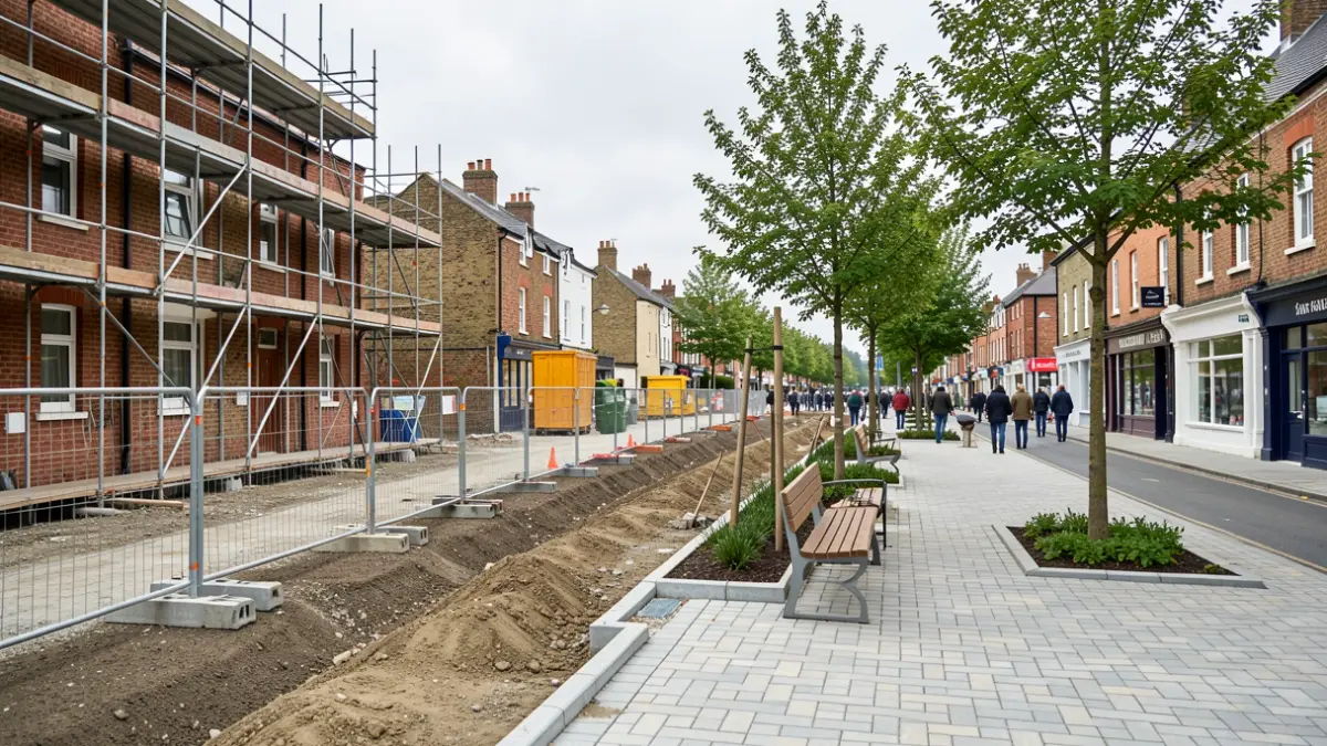 Dovercourt town centre undergoing public realm regeneration works.