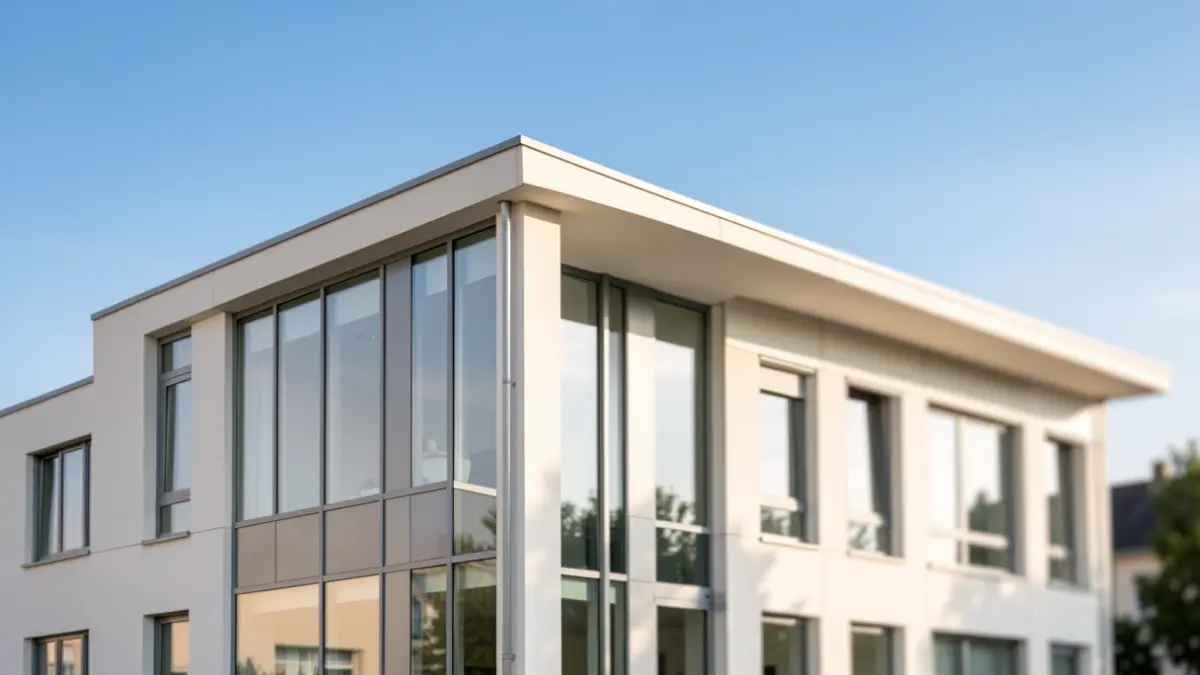 Generic image of a modern council building facade with large windows and clean lines, set against a clear blue sky.
