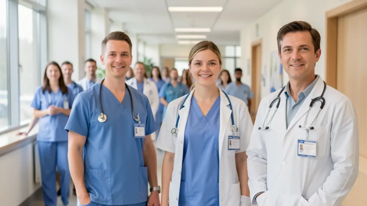 Generic image of healthcare professionals in a hospital corridor.