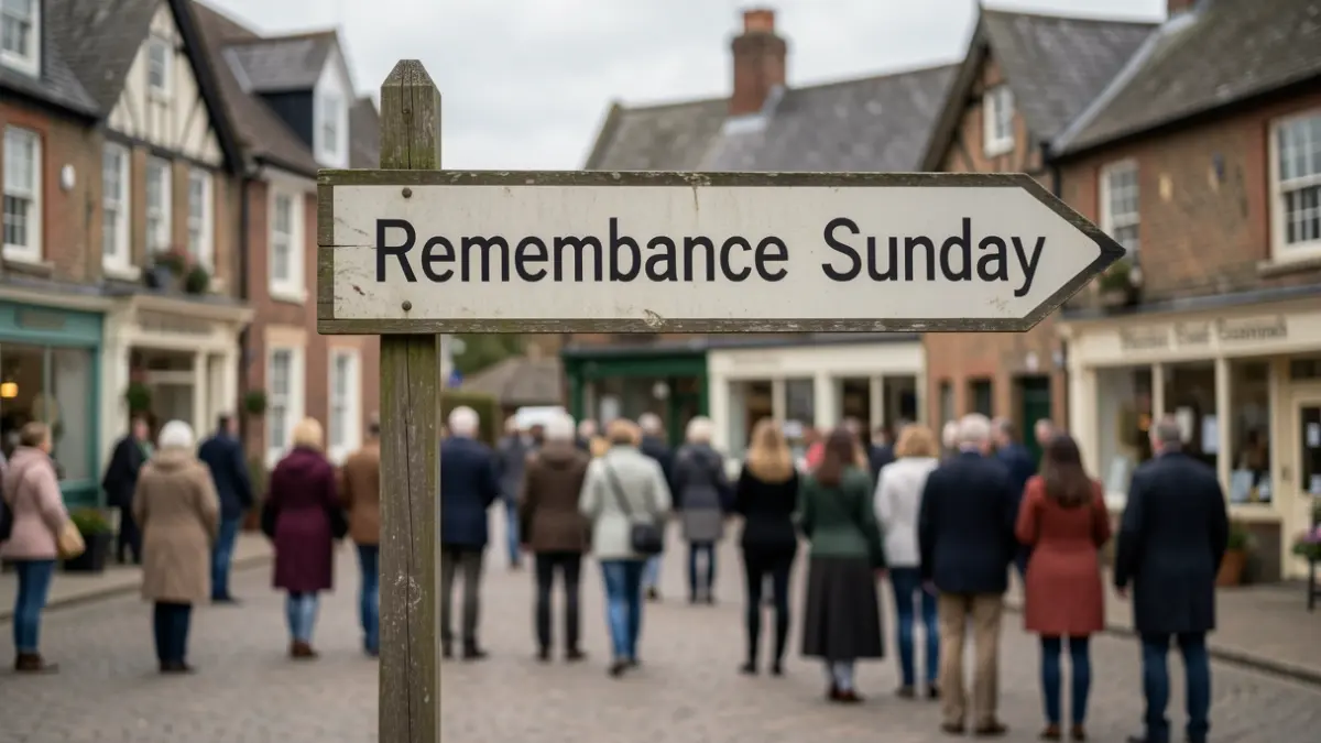 Signpost for Remembrance Sunday events in East Suffolk.
