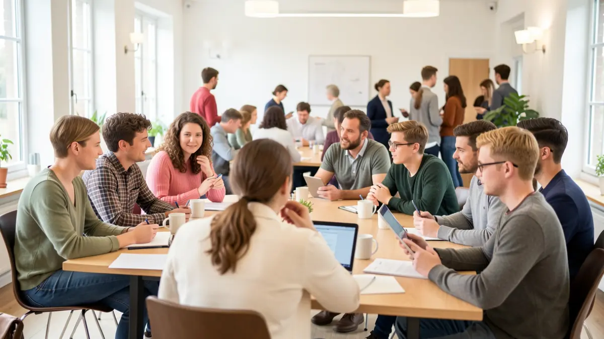 Generic image of a diverse group of people in a meeting room discussing opportunities.