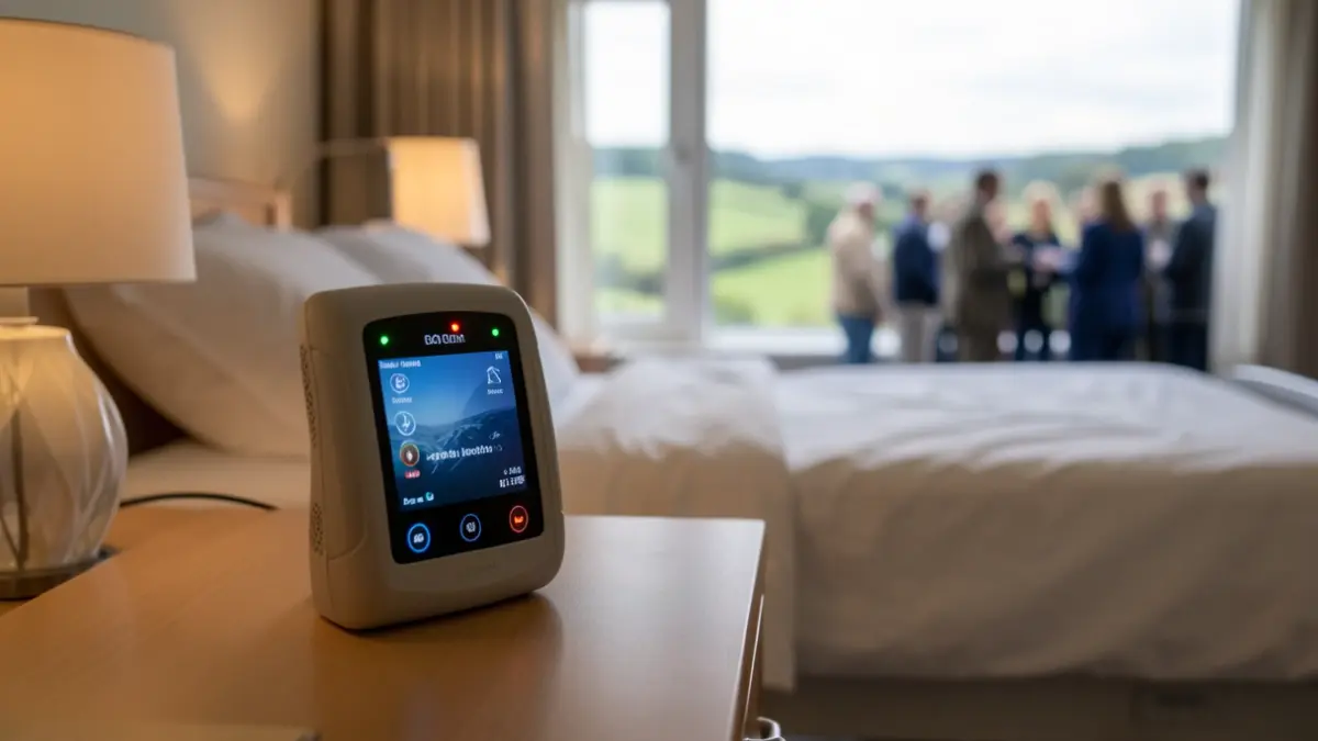 Generic image of a medical monitoring device on a bedside table.