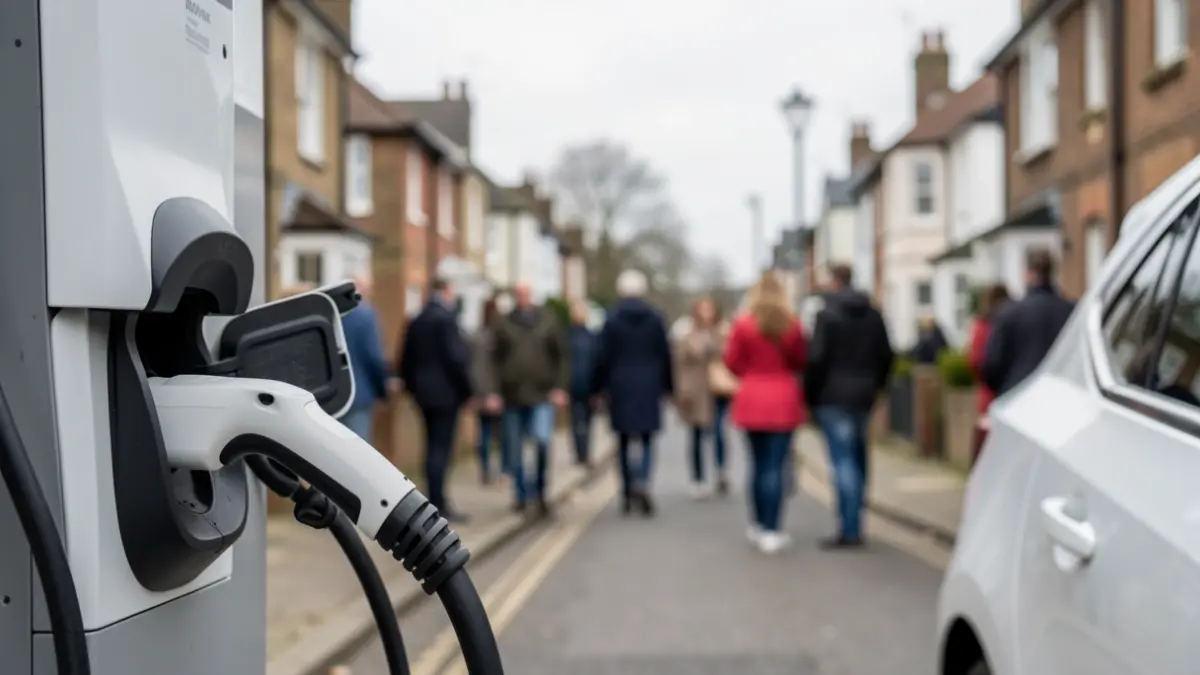 Generic image of an electric vehicle charging cable plugged into a charging station.