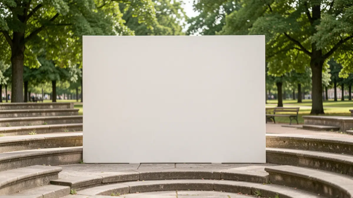 A blank wall in an amphitheatre at Promenade Park, Maldon, awaiting a mural.