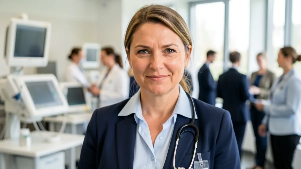 Generic image of a medical professional looking determined.