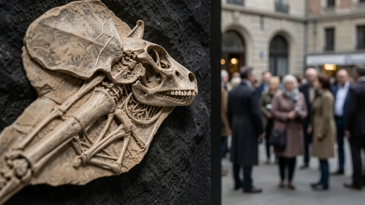 Close-up of ancient fossilised soft tissue showing intricate details of early animal structures.