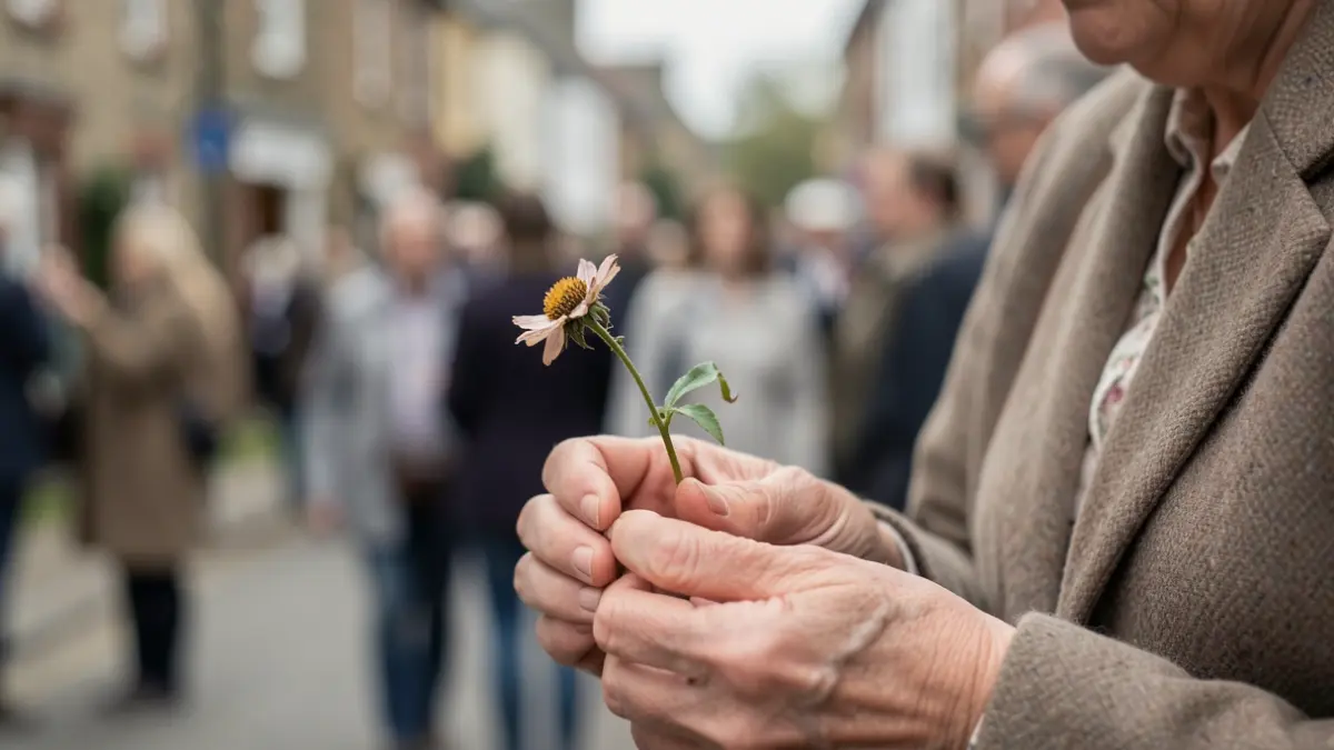 Generic image of a woman's hands holding a wilting flower.