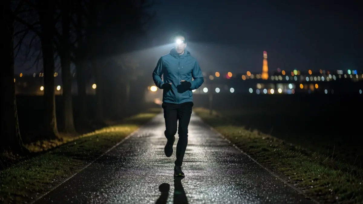 Generic image of a runner on a dark path at night.
