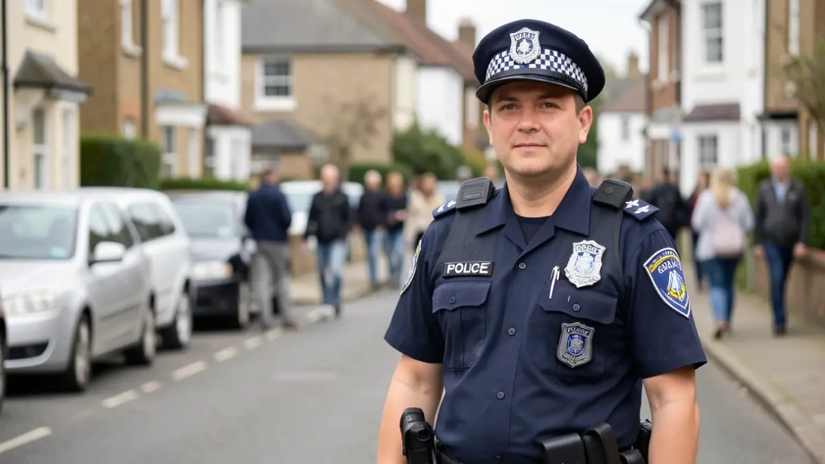 Generic image of a police community support officer on patrol.