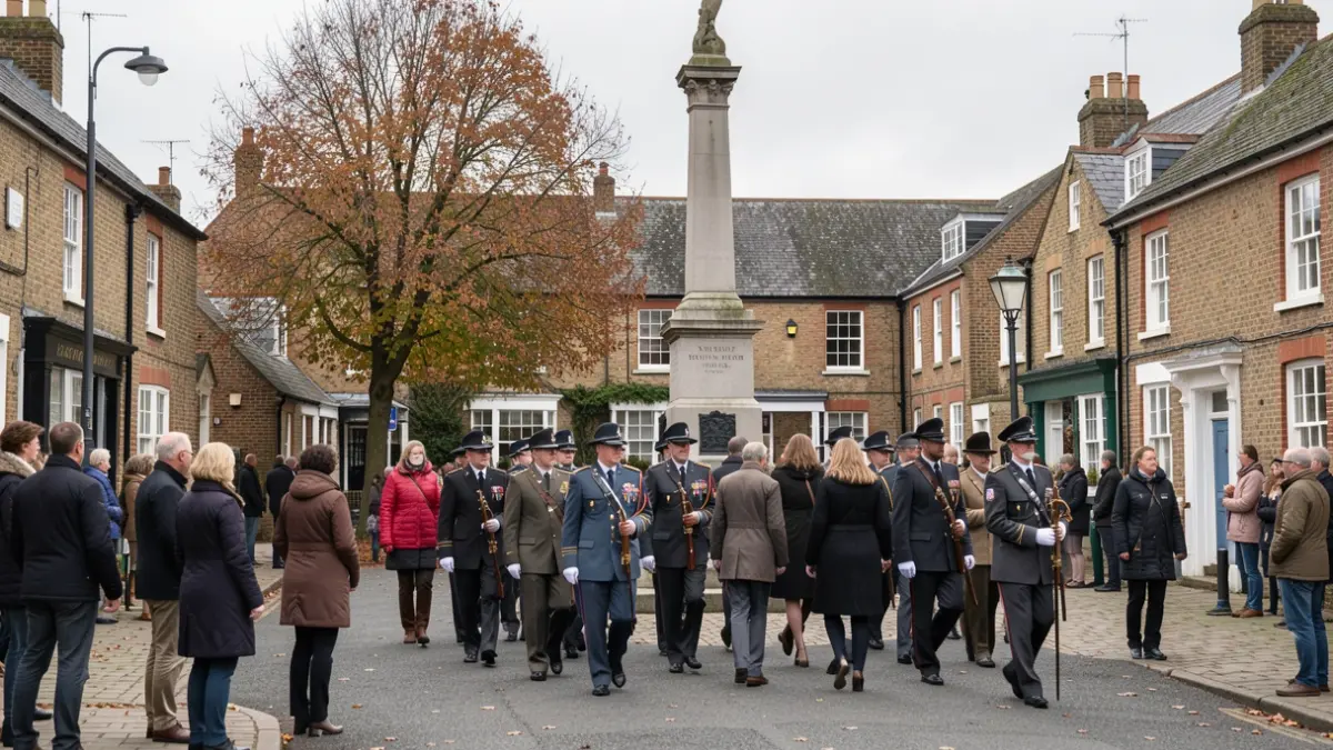 Remembrance Sunday parade and service at Potton War Memorial.