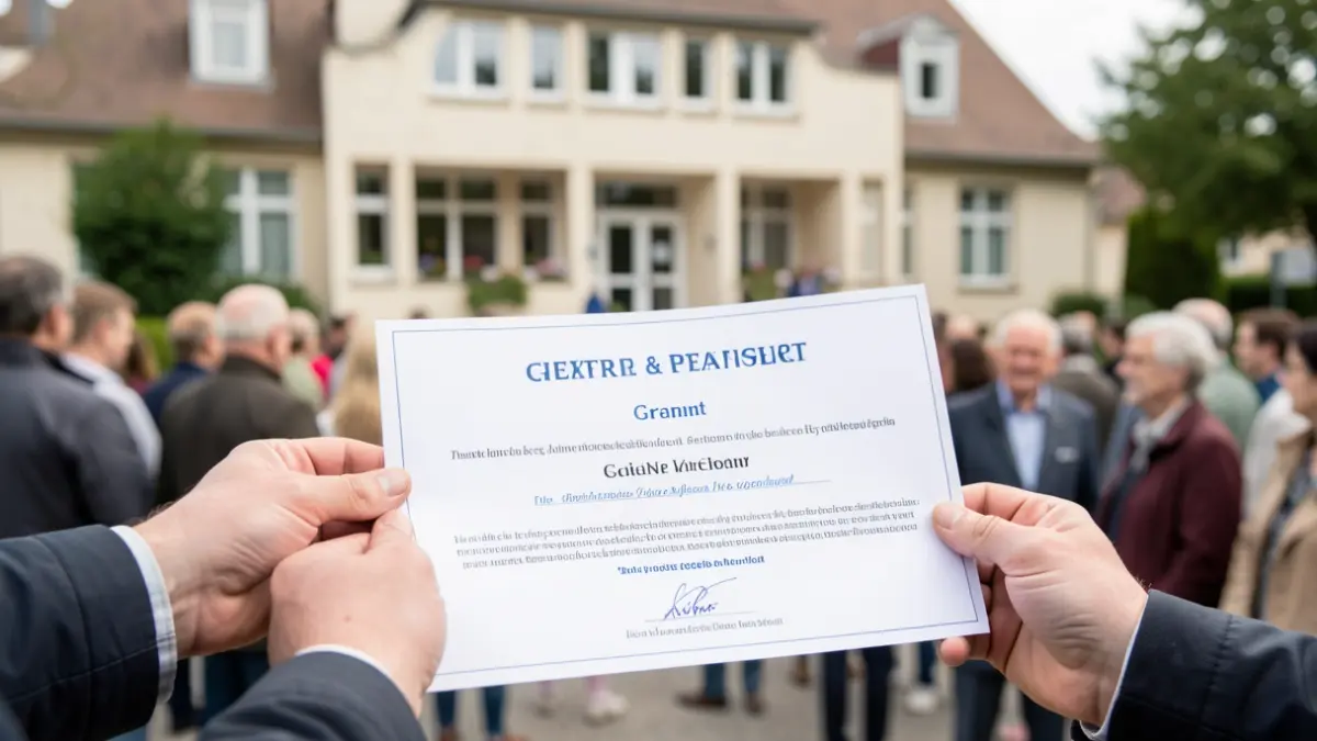 Grant funding certificate being held.