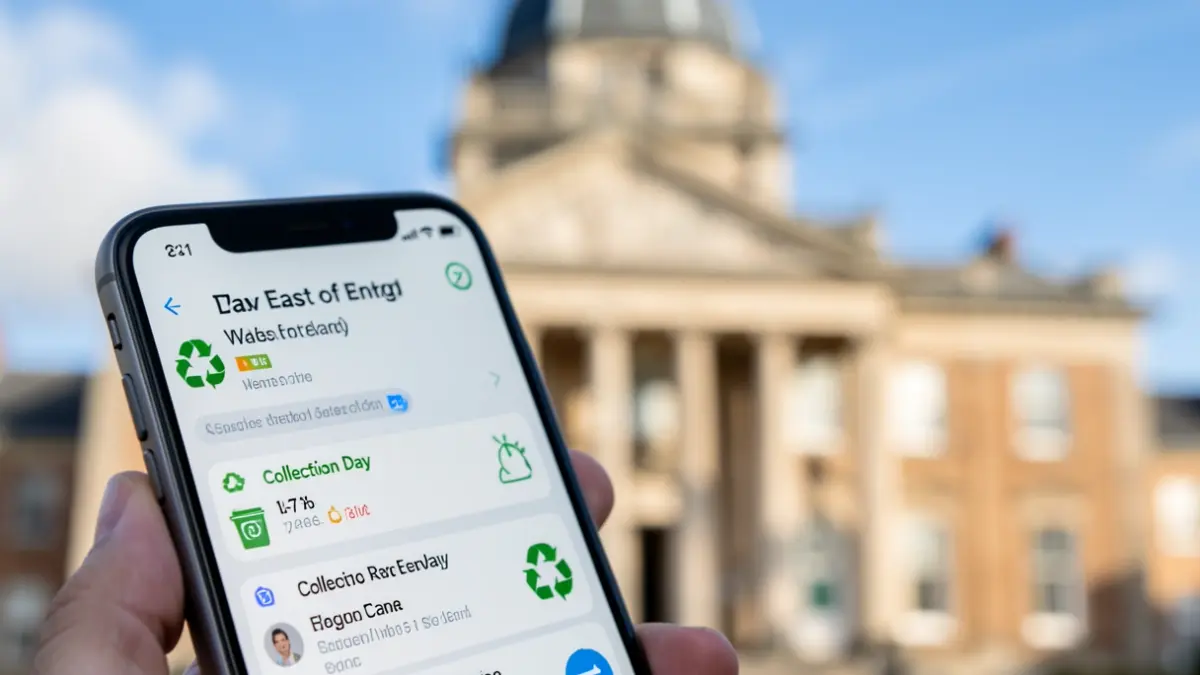 Generic image of a smartphone screen showing a waste and recycling app interface.