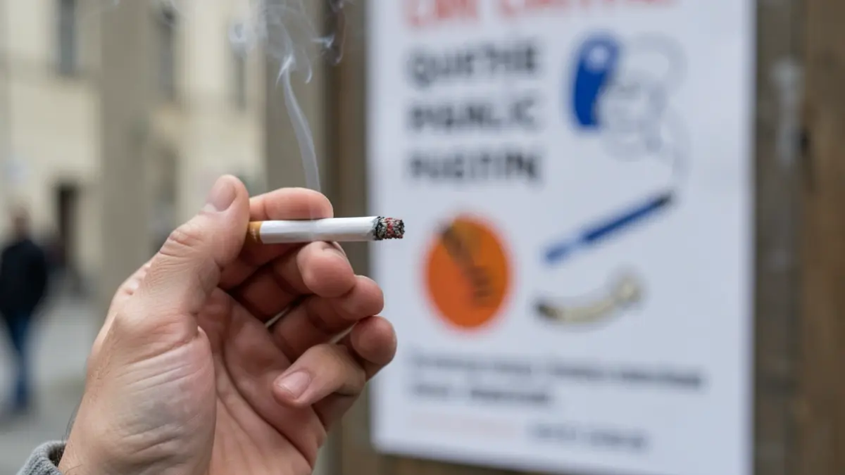 Generic image of a hand holding a cigarette with a blurred background.