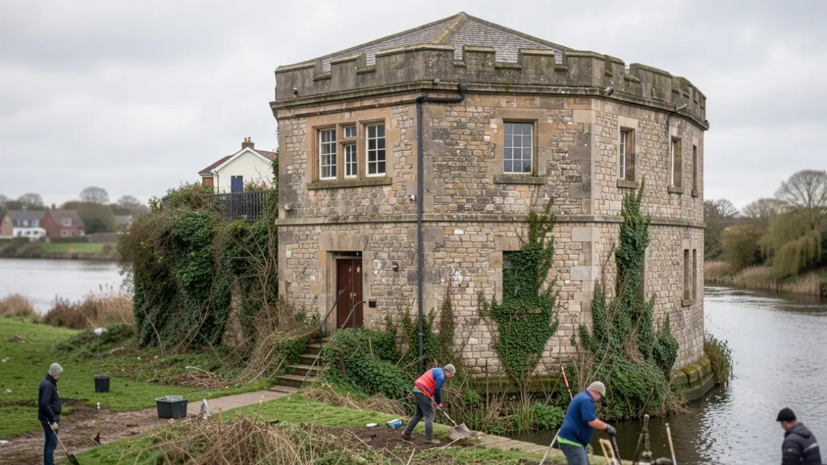 Volunteers working to restore Coalhouse Fort, a historic landmark in Thurrock, Essex.