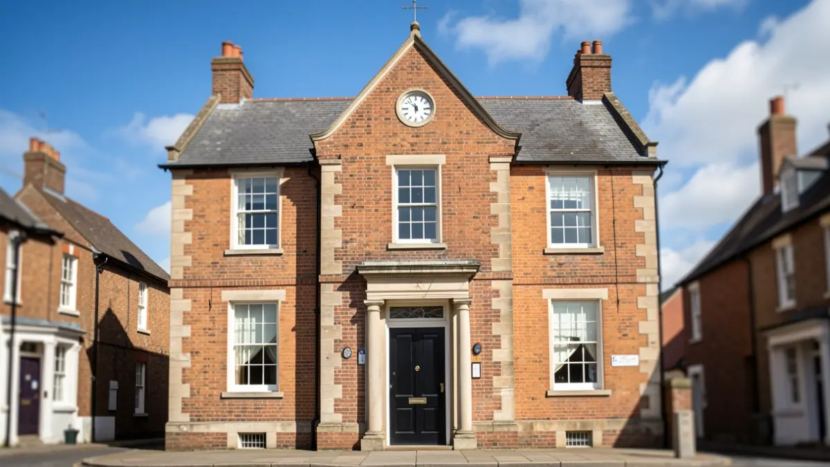 Generic image of a town hall facade in the East of England.