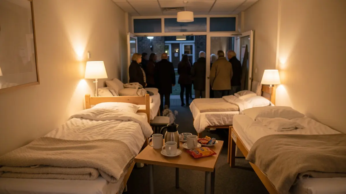 Generic image of a warm and welcoming night shelter interior, focusing on the sense of safety and respite.