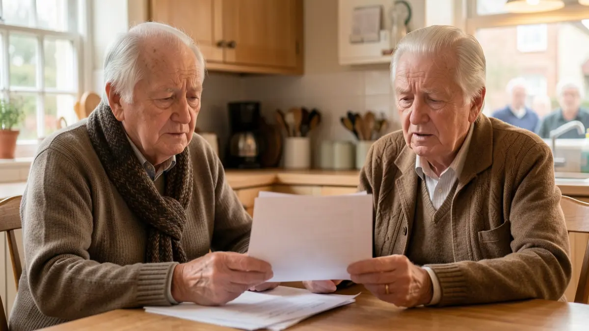 Generic image of an elderly couple reviewing documents at a table.
