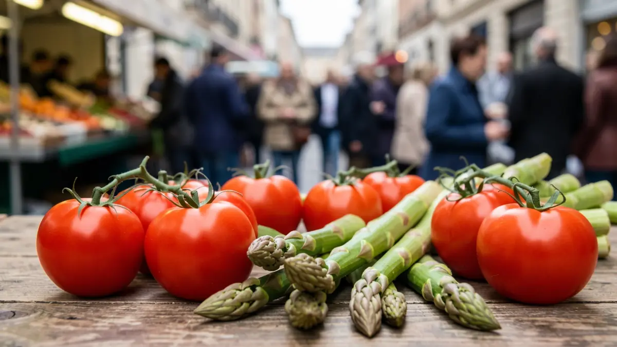 Generic image of fresh tomatoes and asparagus.
